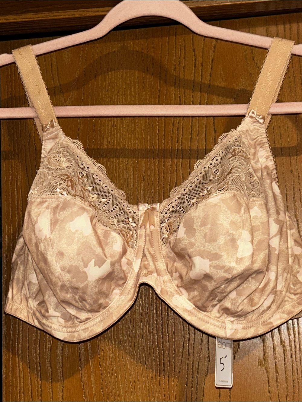 Elomi Lace-Trim Nude Beige Underwire Bra